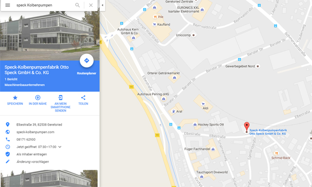 Google Maps Speck Kolbenpumpen